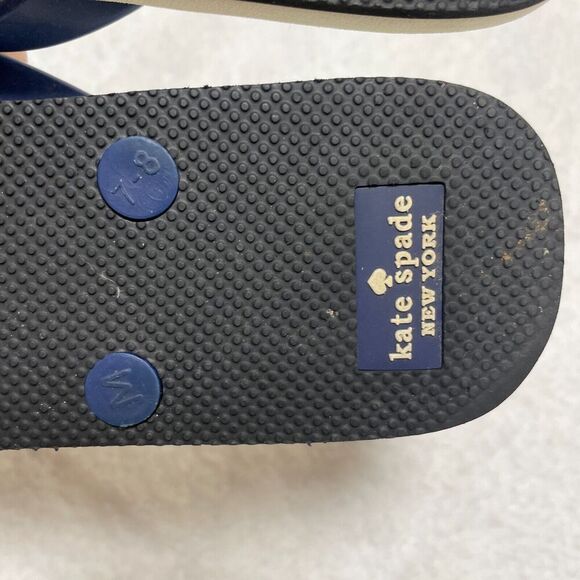 Kate Spade Flip Flops Distressed Women 7/8 US Charms Multicolor Striped - Picture 3 of 6